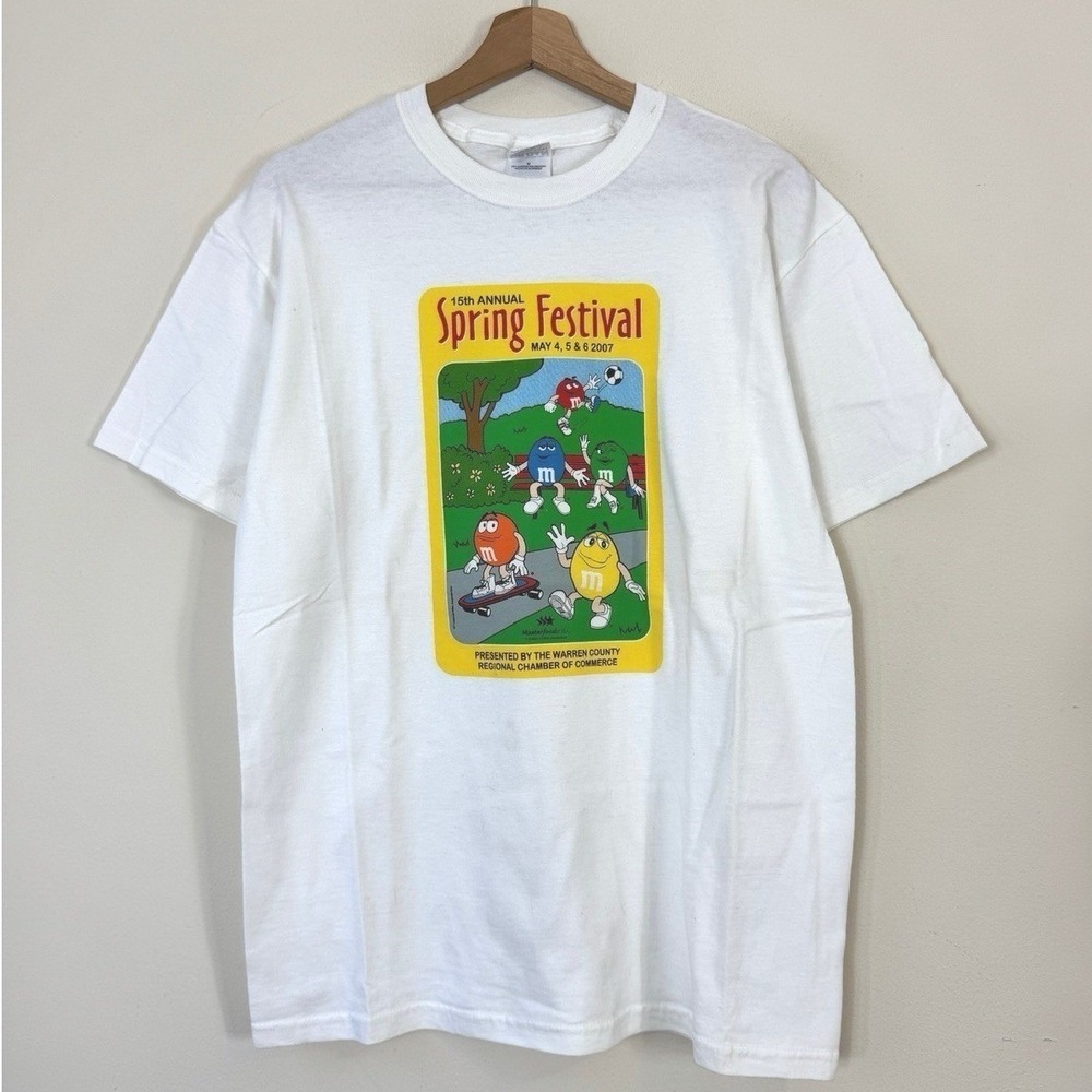 Vintage Y2K M&Ms Candy Spring Festival Marathon Running Skate‎ White Tee